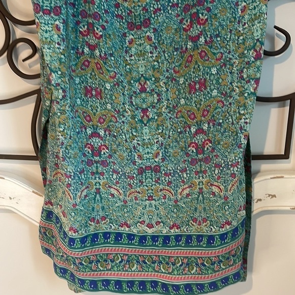 NWOT ANTHROPOLOGIE MAEVE MERET 100% SILK TUNIC TURQUOISE/PINK SIZE 10 - Picture 4 of 13